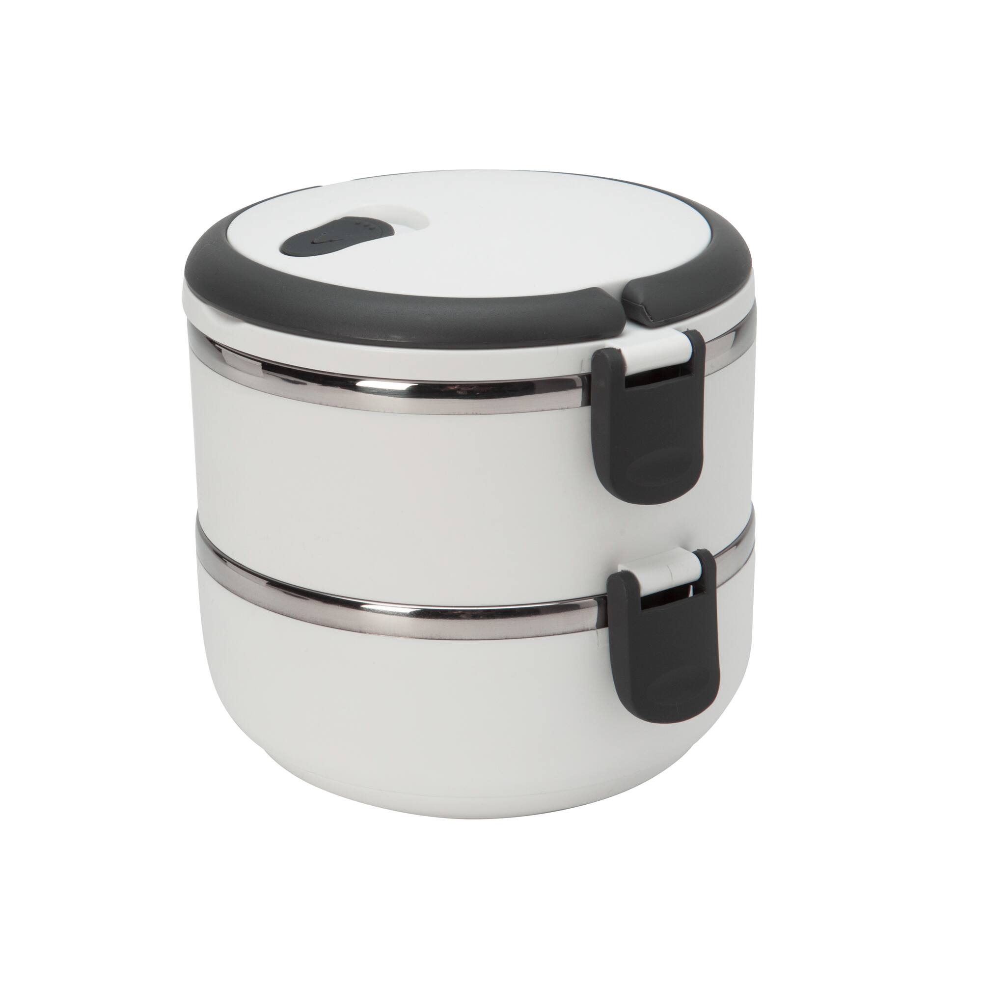 Kitchen Details 2-Tier White Insulated Stainless Steel Lunch Box